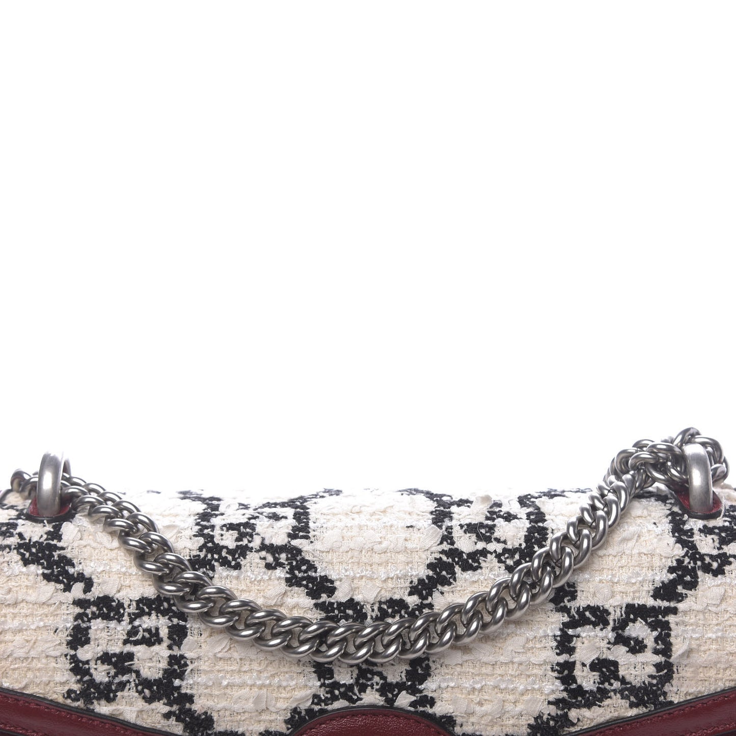 Tweed GG Monogram Small Dionysus Shoulder Bag White Black Romantic Cherry