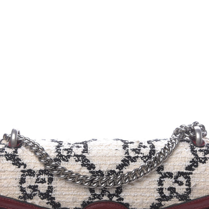 Gucci Tweed GG Monogram Small Dionysus Shoulder Bag White Black Romantic Cherry 13 of 14