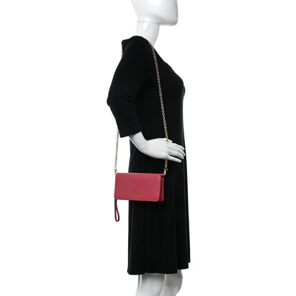 Prada Saffiano Metal Phone Wristlet Crossbody Wallet Peonia 2 of 12