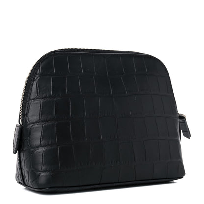 Mulberry Crocodile Embossed Calfskin Cosmetic Pouch Black 3 of 14