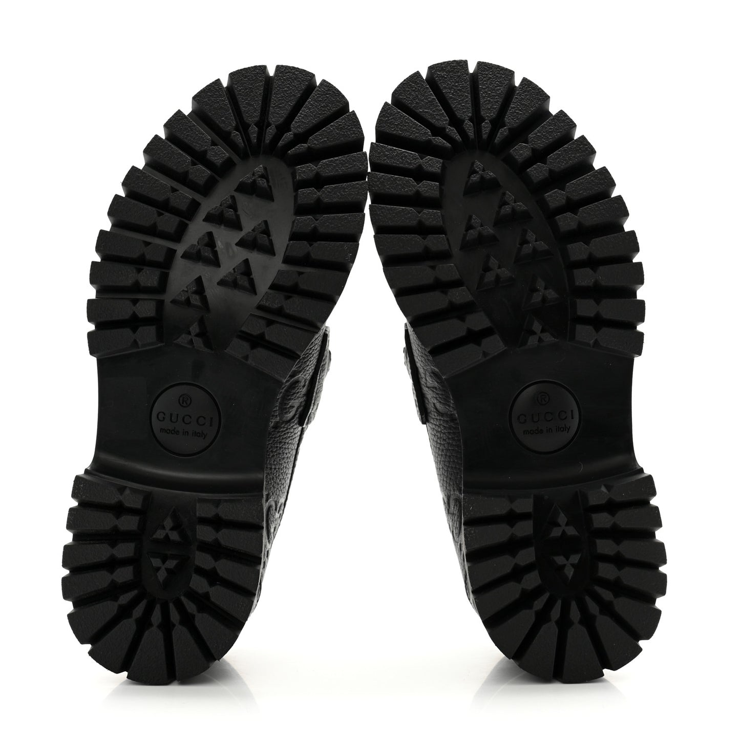 Piuma Calfskin Embossed Womens Platform Lug Sole Loafers 37.5 Black