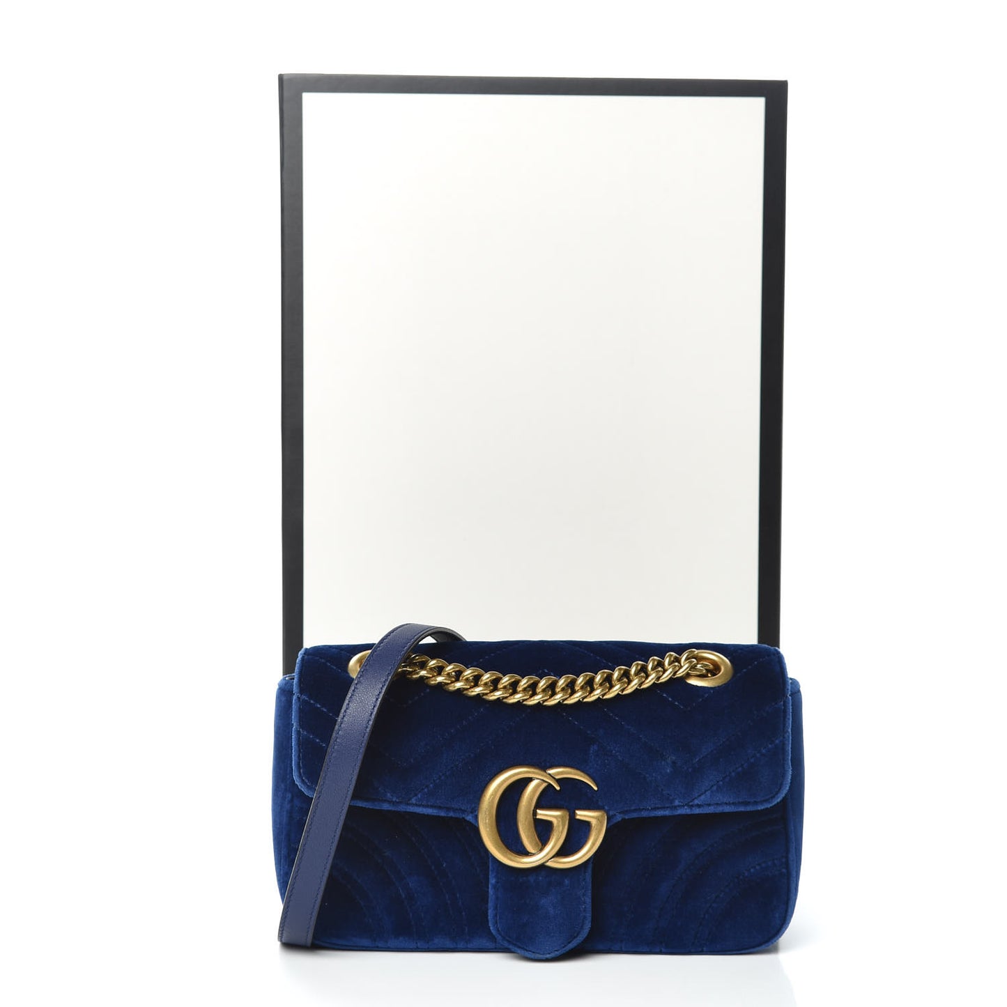 Velvet Matelasse Mini GG Marmont Shoulder Bag Cobalt Blue