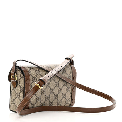 Gucci GG Supreme Monogram Mini Horsebit 1955 Shoulder Bag Beige Brown Sugar 3 of 11