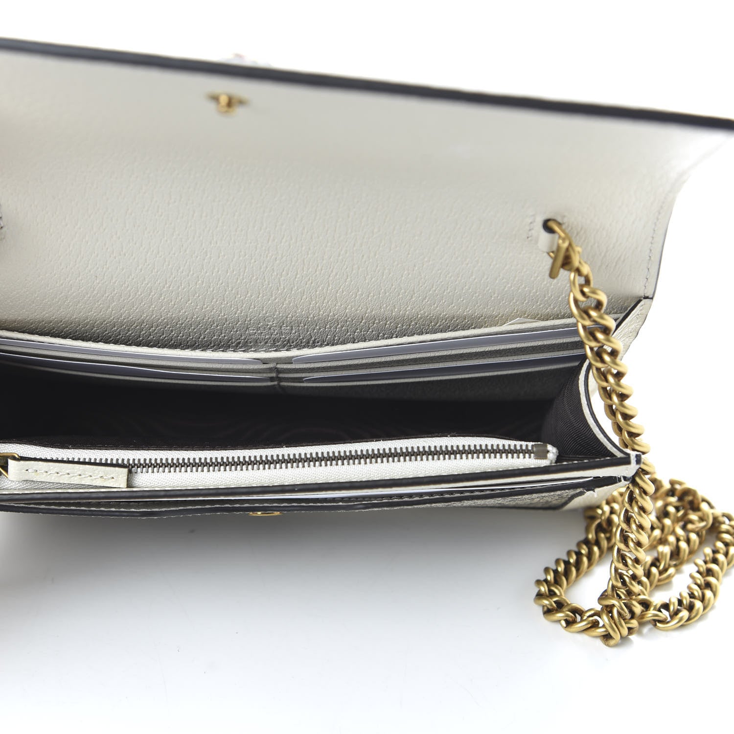 Gucci GG Supreme Monogram Web Queen Margaret Chain Wallet White 5 of 10