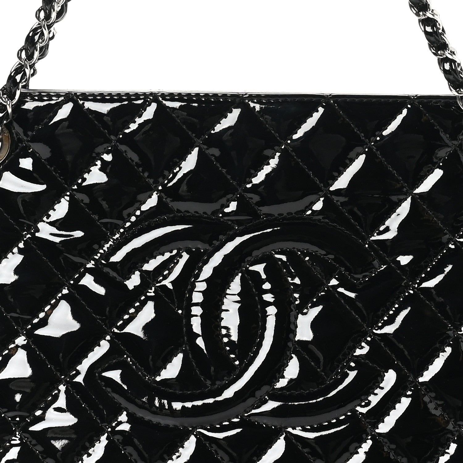 Chanel Patent Quilted Timeless CC Shopping Tote Black 8 of 10