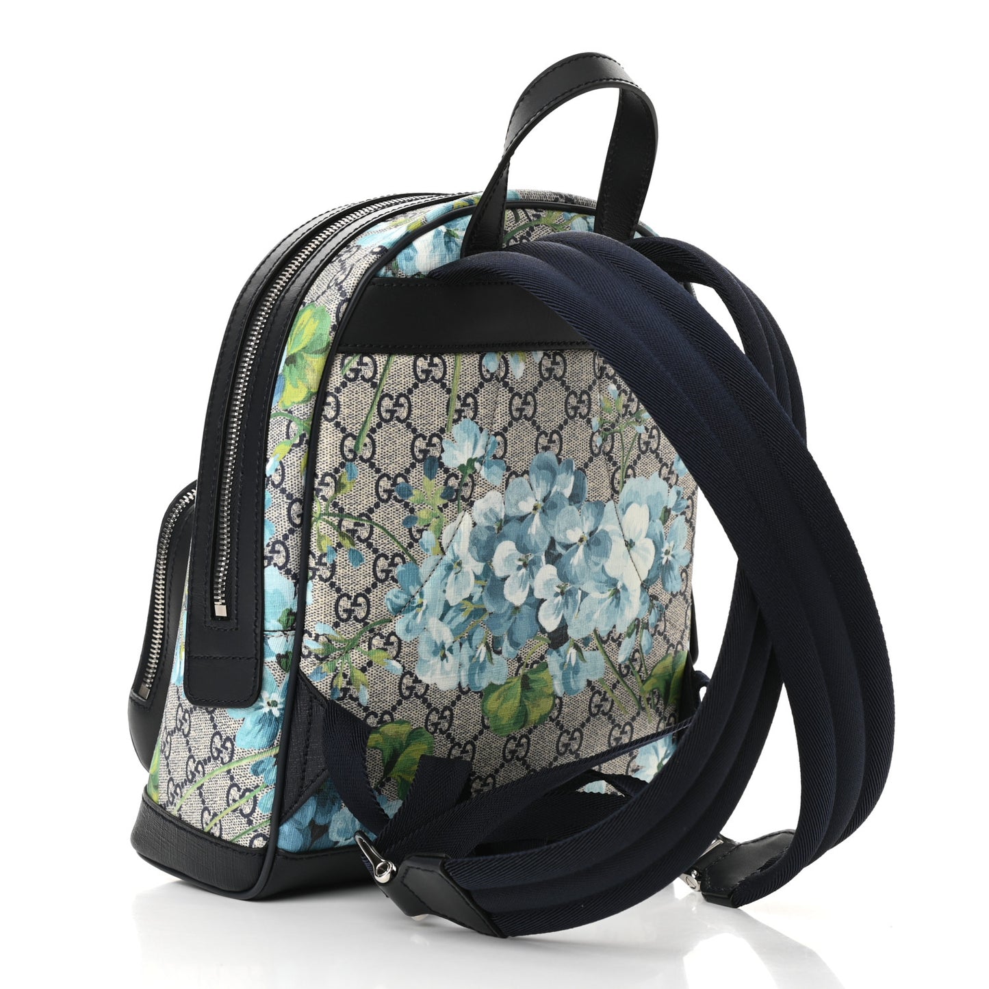 GG Supreme Monogram Blooms Small Day Backpack Blue