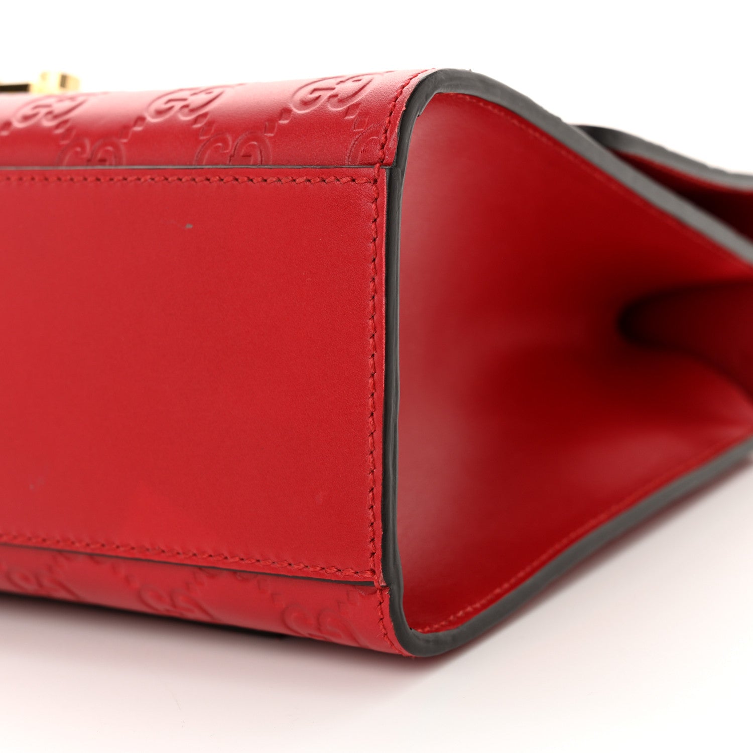 Gucci Guccissima Medium Padlock Shoulder Bag Hibiscus Red 10 of 13