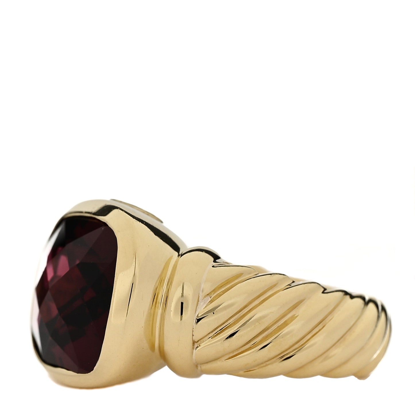 18K Yellow Gold Garnet 11mm Noblesse Ring 52 6