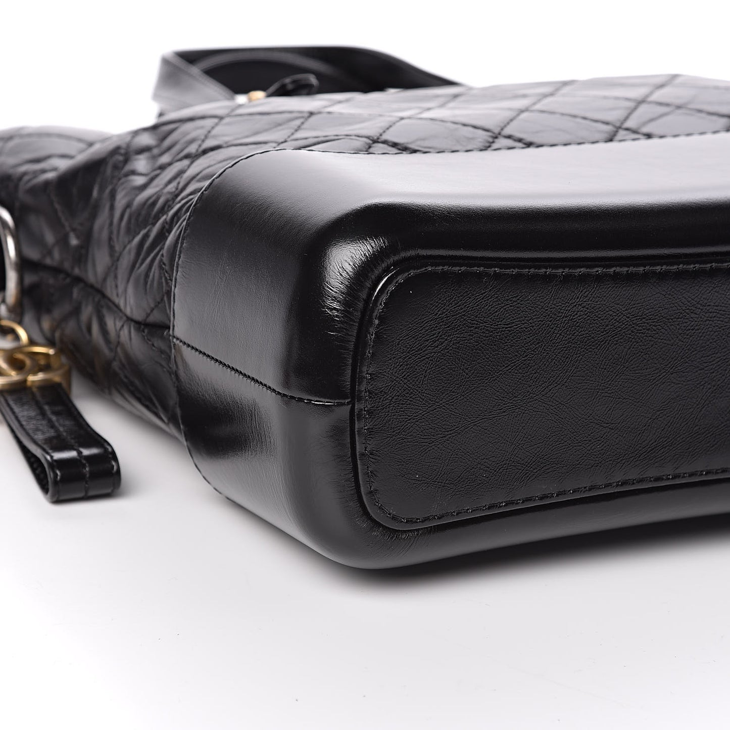 Calfskin Quilted Gabrielle Shopping Tote Black