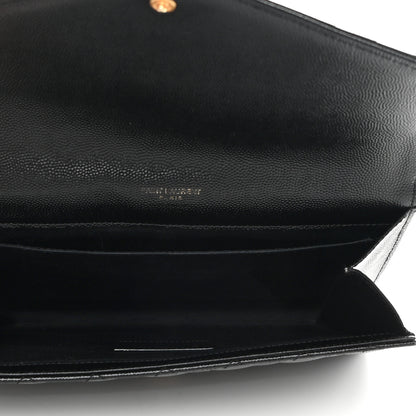 Saint Laurent Grain De Poudre Textured Mixed Matelasse Triquilt Monogram Clutch Black 5 of 9