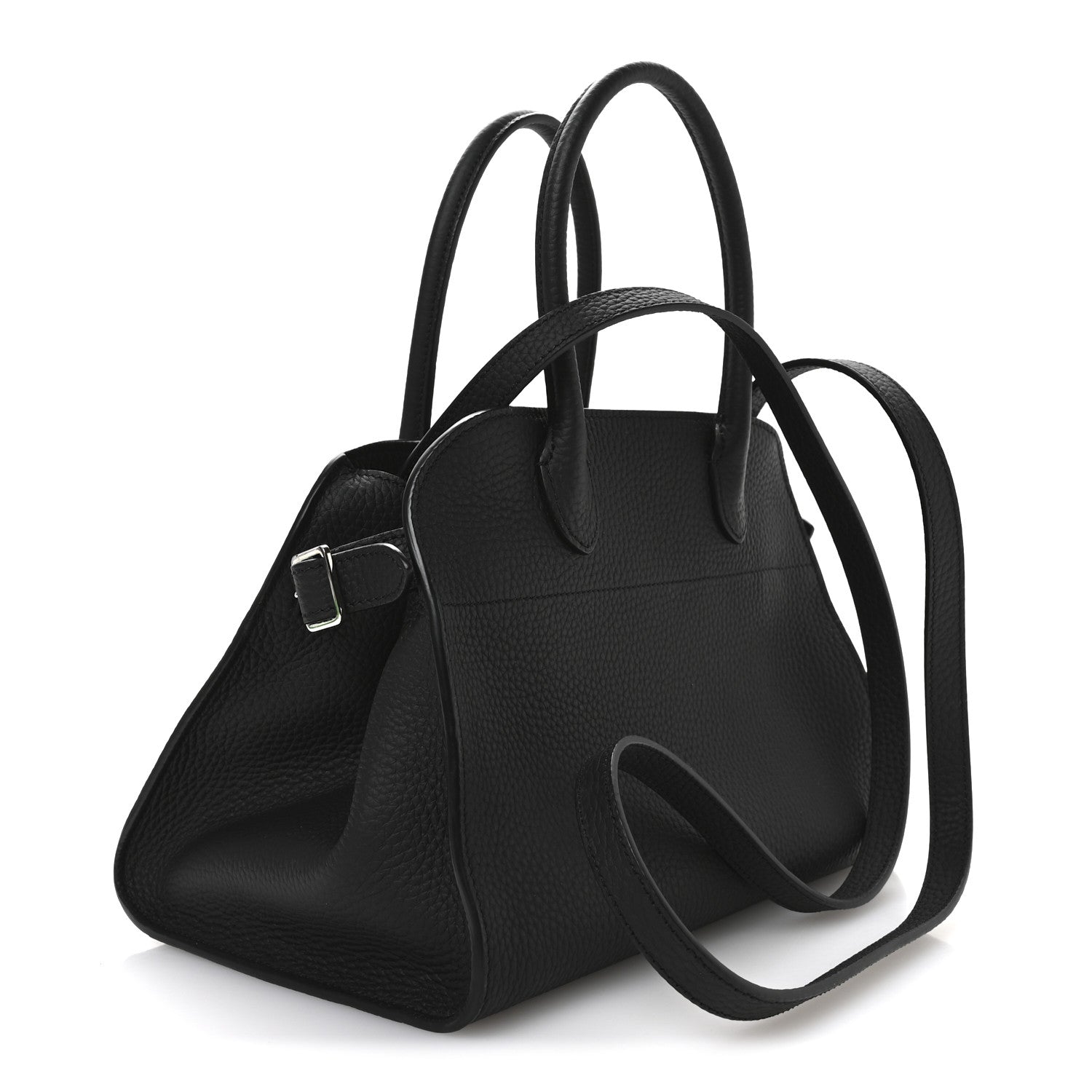 The Row Grained Calfskin Soft Margaux 10 Bag Black 3 of 11