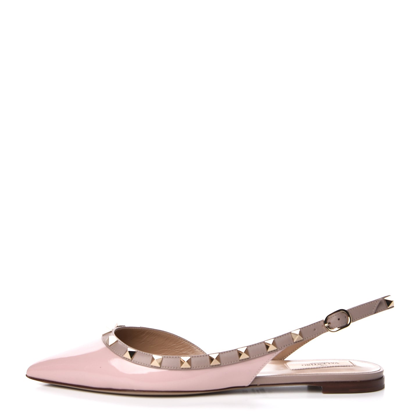 Patent Rockstud Slingback Flats 38.5 Water Rose Poudre