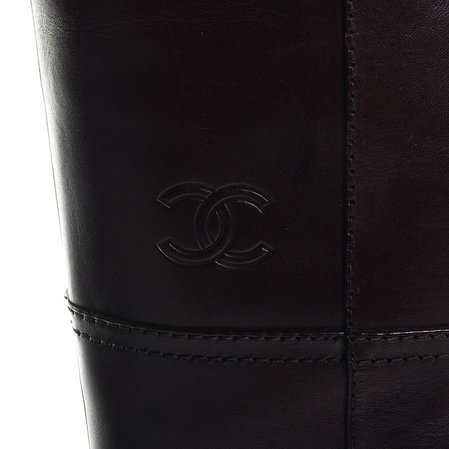 Chanel Calfskin CC Knee High Boots 39.5 Dark Brown 9 of 10