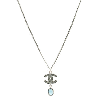 Chanel Enamel CC Drop Necklace Silver 1 of 4