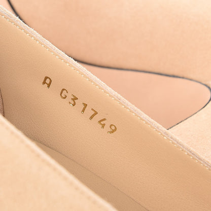 Chanel Suede Satin Cap Toe Low Heel Pumps 39 Beige Black 8 of 10