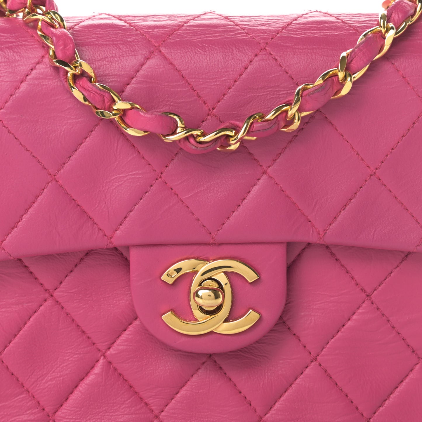 Lambskin Quilted Mini Square Flap Pink