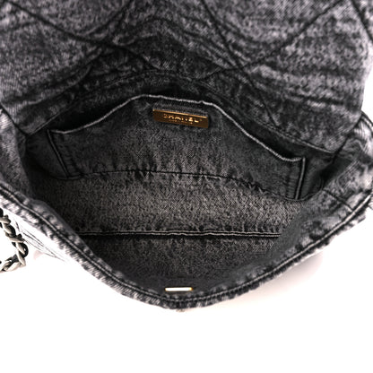 Chanel Washed Denim Quilted Medium Chanel 19 Flap Black White 5 of 12