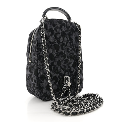 Chanel Denim Quilted Flower CC Mini Classic Backpack Black 3 of 11