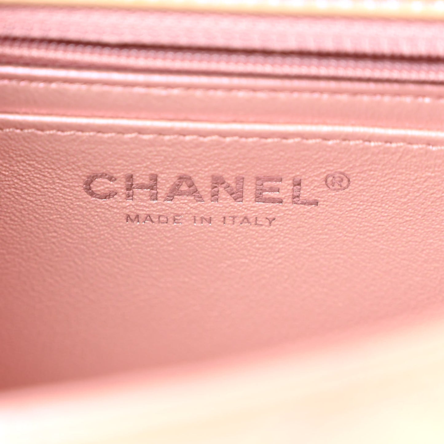 Iridescent Calfskin Quilted Mini Rectangular Flap Pink