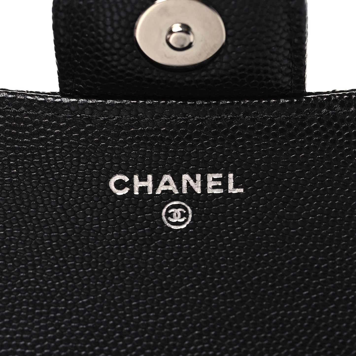 Caviar Quilted Glasses Case With Chain Black