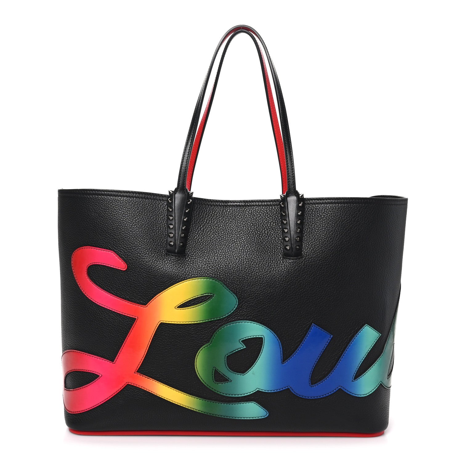 Christian Louboutin Calfskin Patent Logo Spikes East West Cabata Tote Multicolor 1 of 10