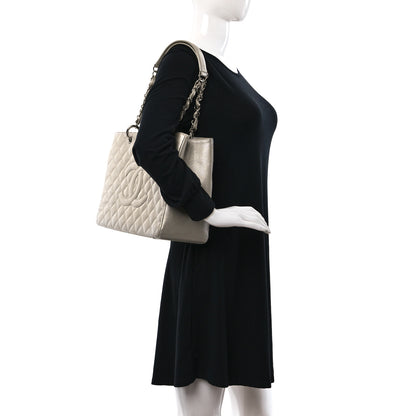 Chanel Metallic Caviar Quilted Grand Shopping Tote GST Pearl 2 of 9