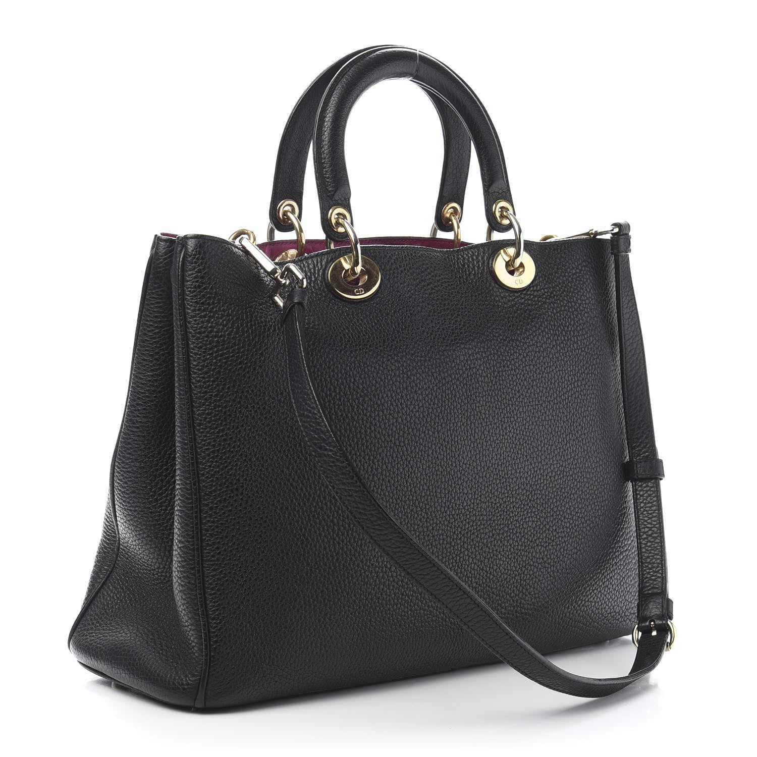 Christian Dior Bullcalf Large Diorissimo Tote Black Rose Indien 3 of 12