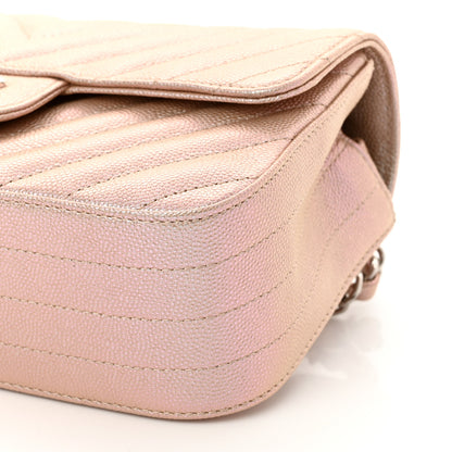 Chanel Iridescent Caviar Chevron Quilted Mini Rectangular Flap Light Gold 9 of 10