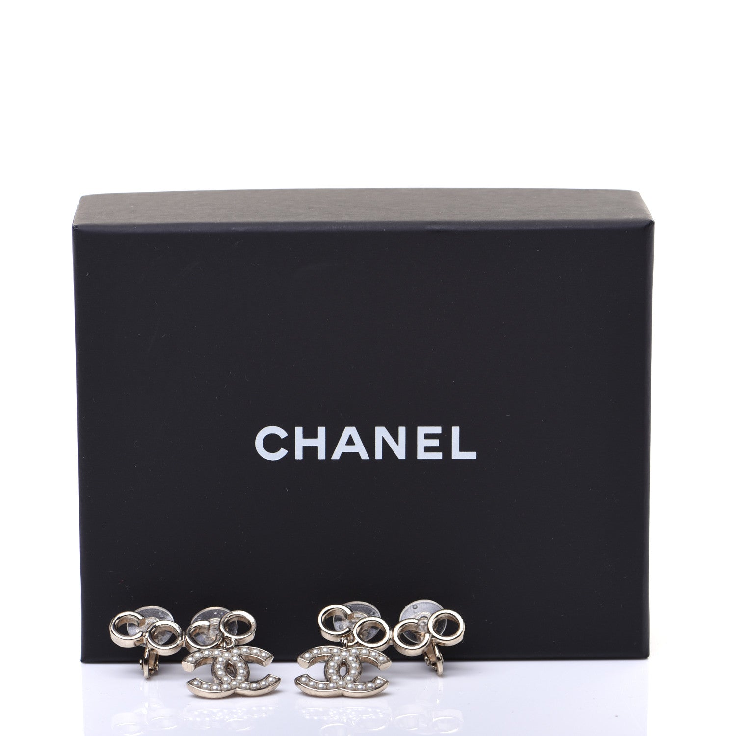 Chanel Metal Pearl CC Coco Climber Clip On Earrings Gold 6 of 6