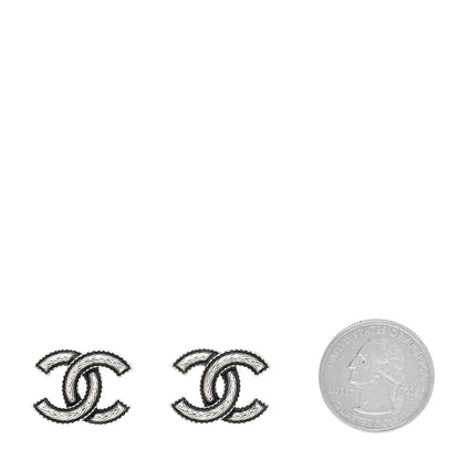 Chanel Ruthenium Twisted CC Earrings Silver 2 of 5