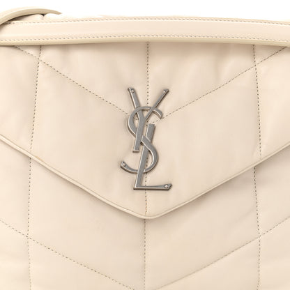 Saint Laurent Lambskin Quilted Medium Loulou Puffer Monogram Chain Satchel Crema Soft 8 of 12
