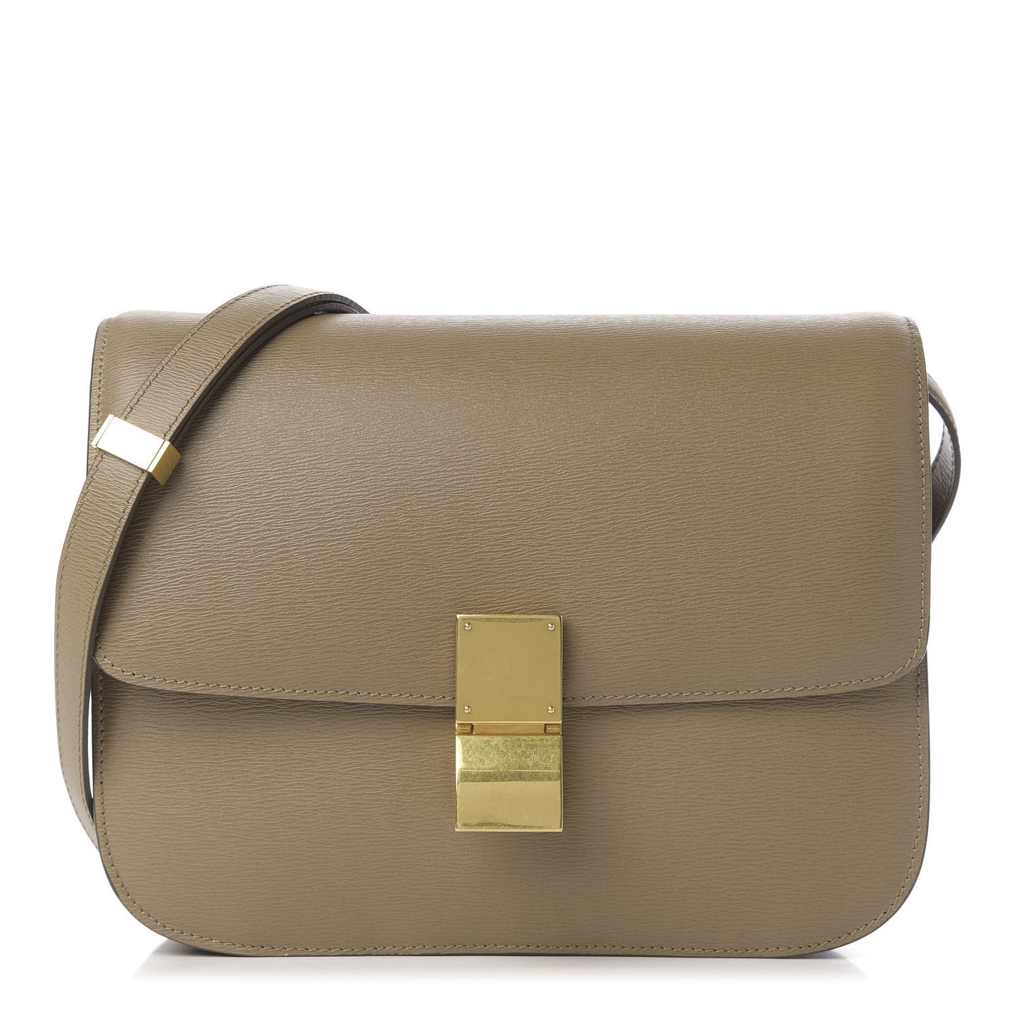 Liege Calfskin Medium Classic Box Flap Bag Taupe