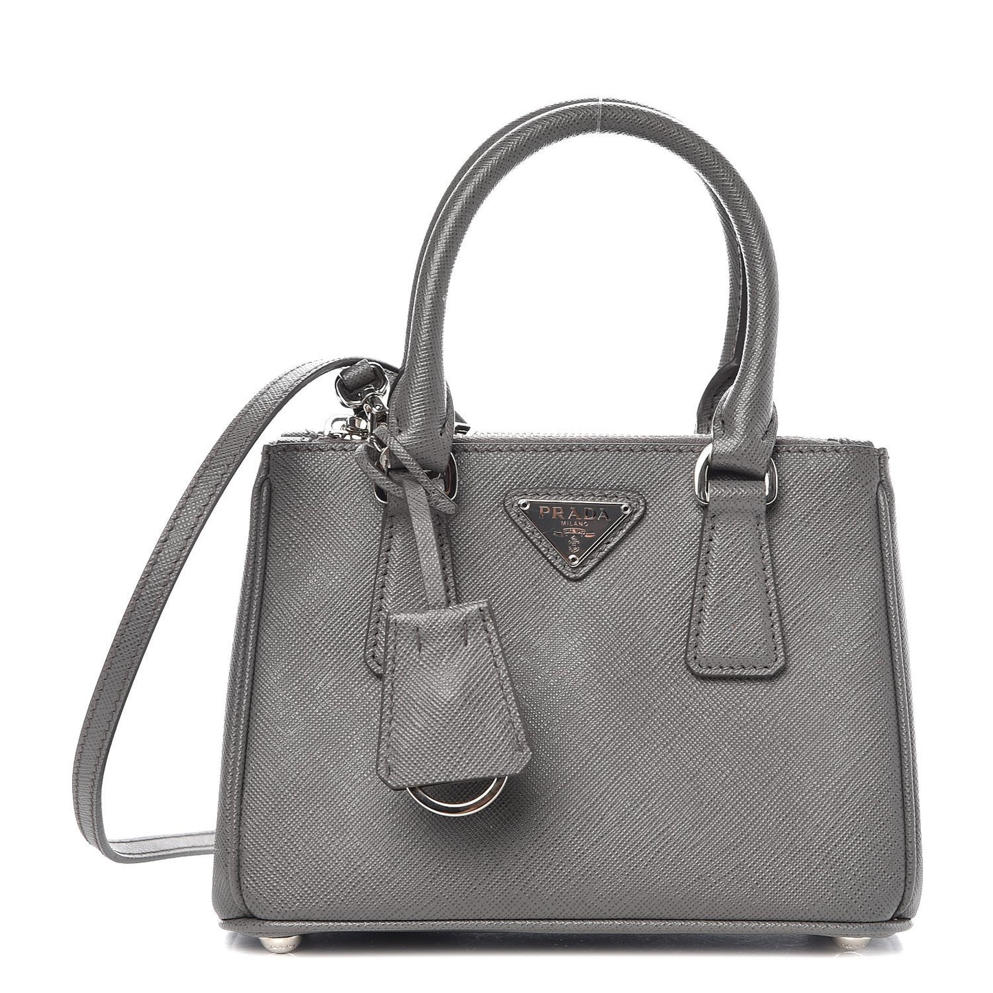 Saffiano Micro Galleria Double Zip Tote Marmo