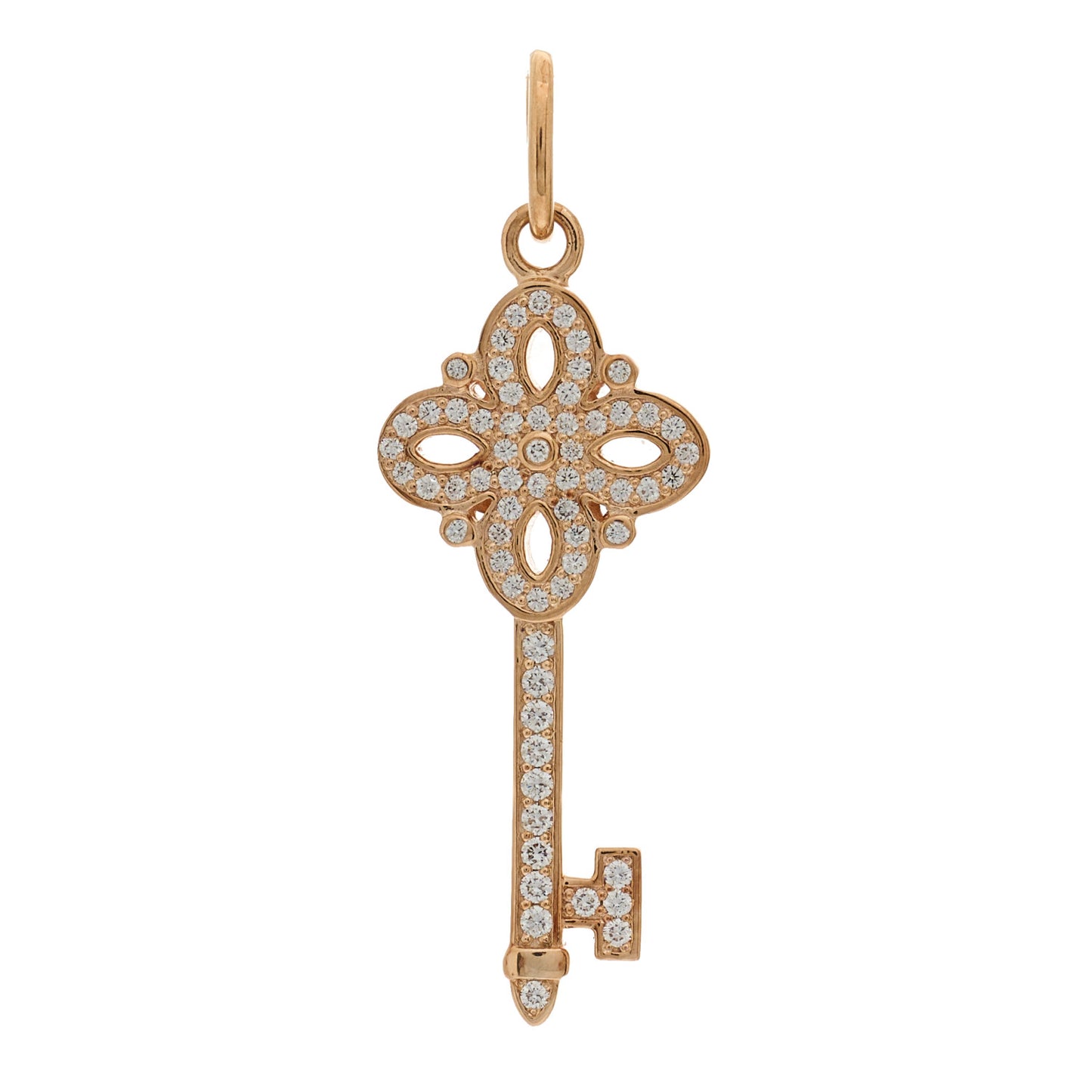 18K Rose Gold Diamond Mini Victoria Key Pendant
