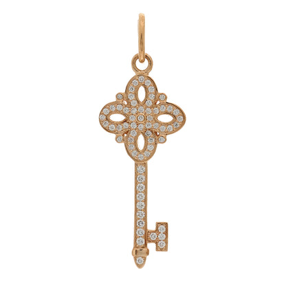 Tiffany 18K Rose Gold Diamond Mini Victoria Key Pendant 1 of 3