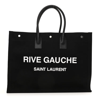 Saint Laurent Linen Calfskin Rive Gauche Tote Black 1 of 13