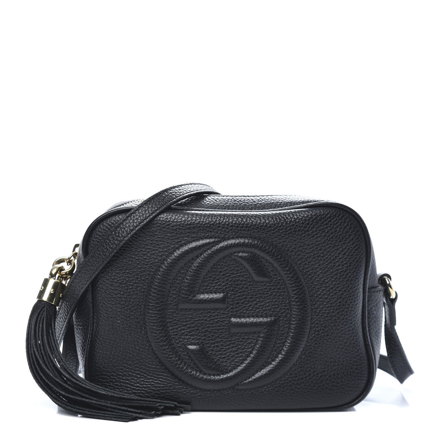 Pebbled Calfskin Small Soho Disco Bag Black