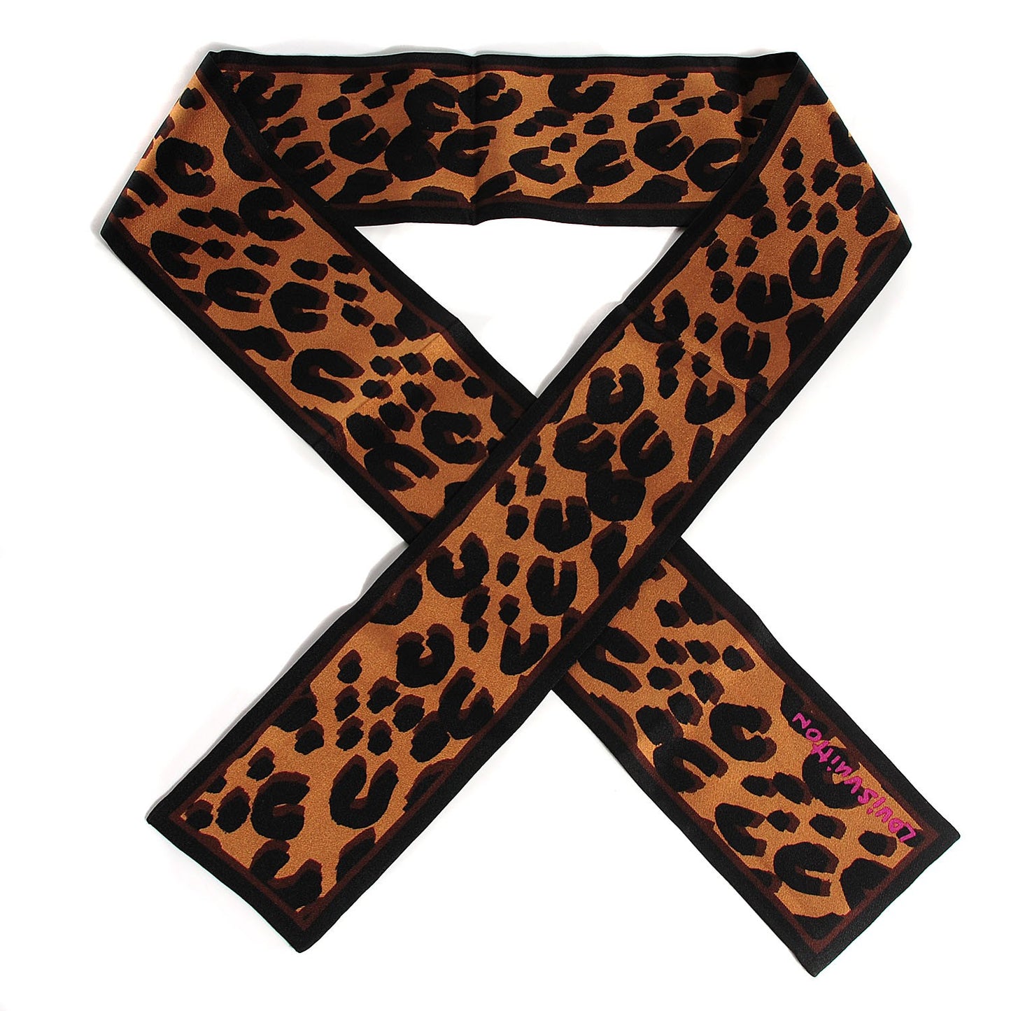 Silk Leopard Bandeau Scarf Marron