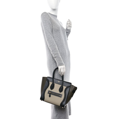 Celine Elephant Calfskin Micro Tri-Color Luggage Chalk 2 of 12