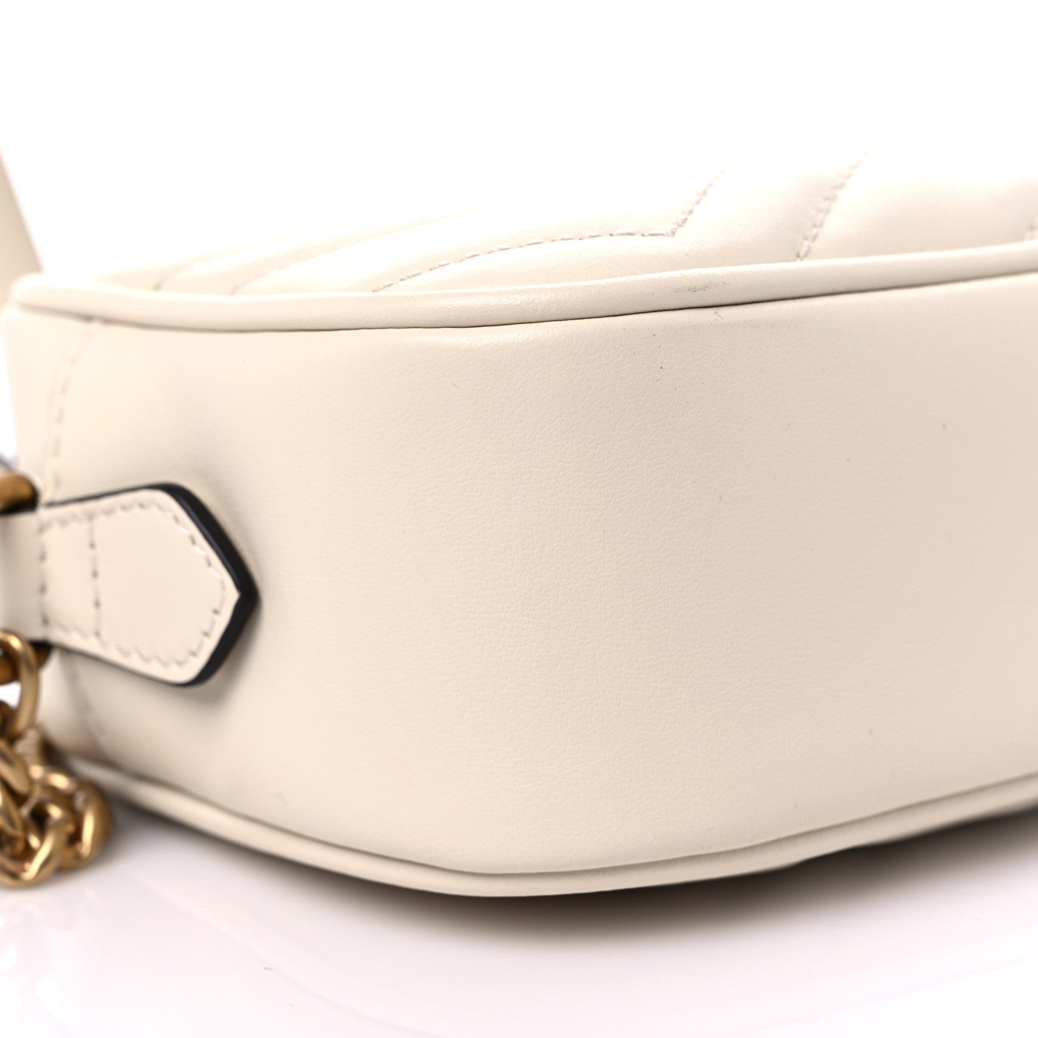 Gucci Calfskin Matelasse Mini GG Marmont Chain Shoulder Bag White 10 of 11