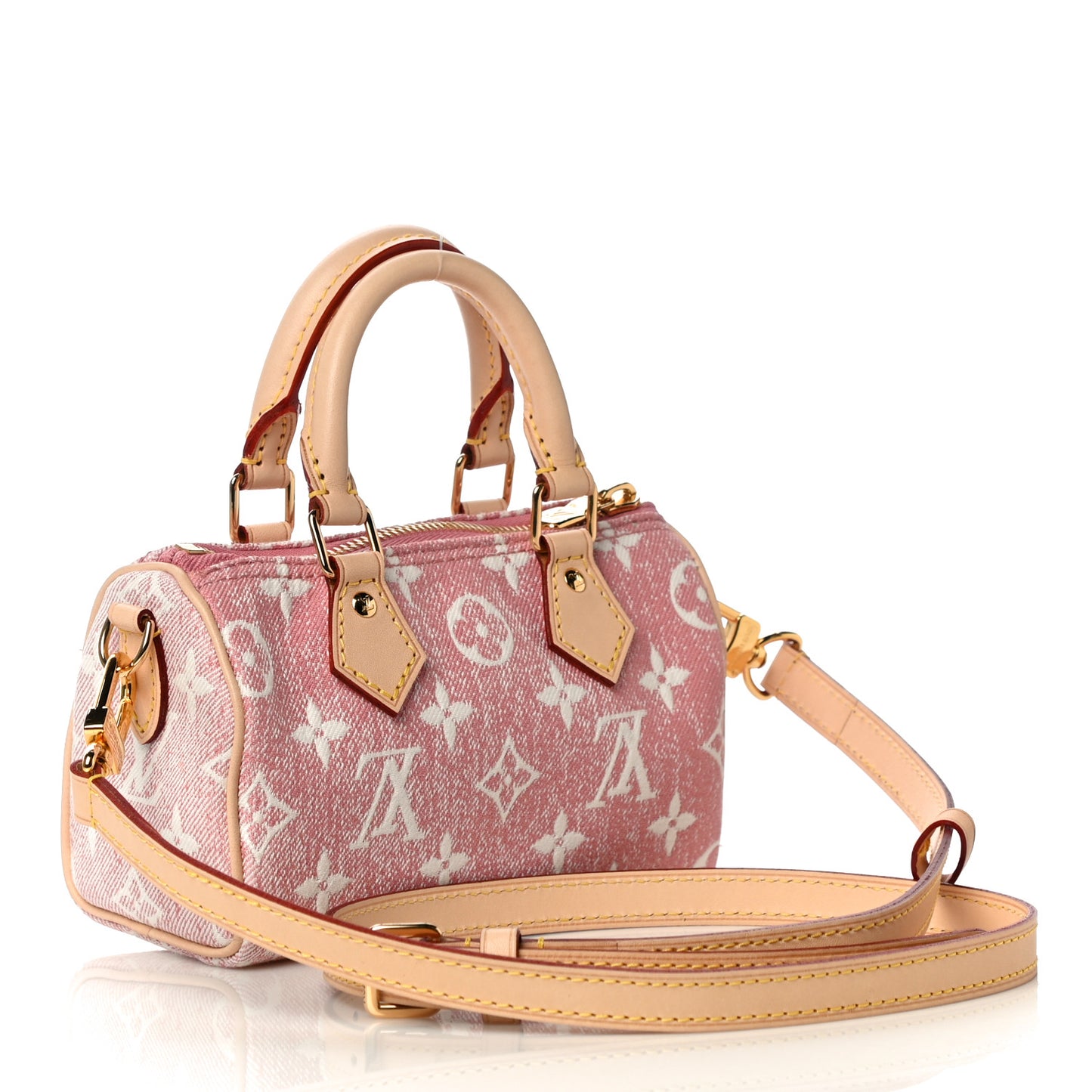 Monogram Jacquard Denim Nano Speedy Bandouliere Pink