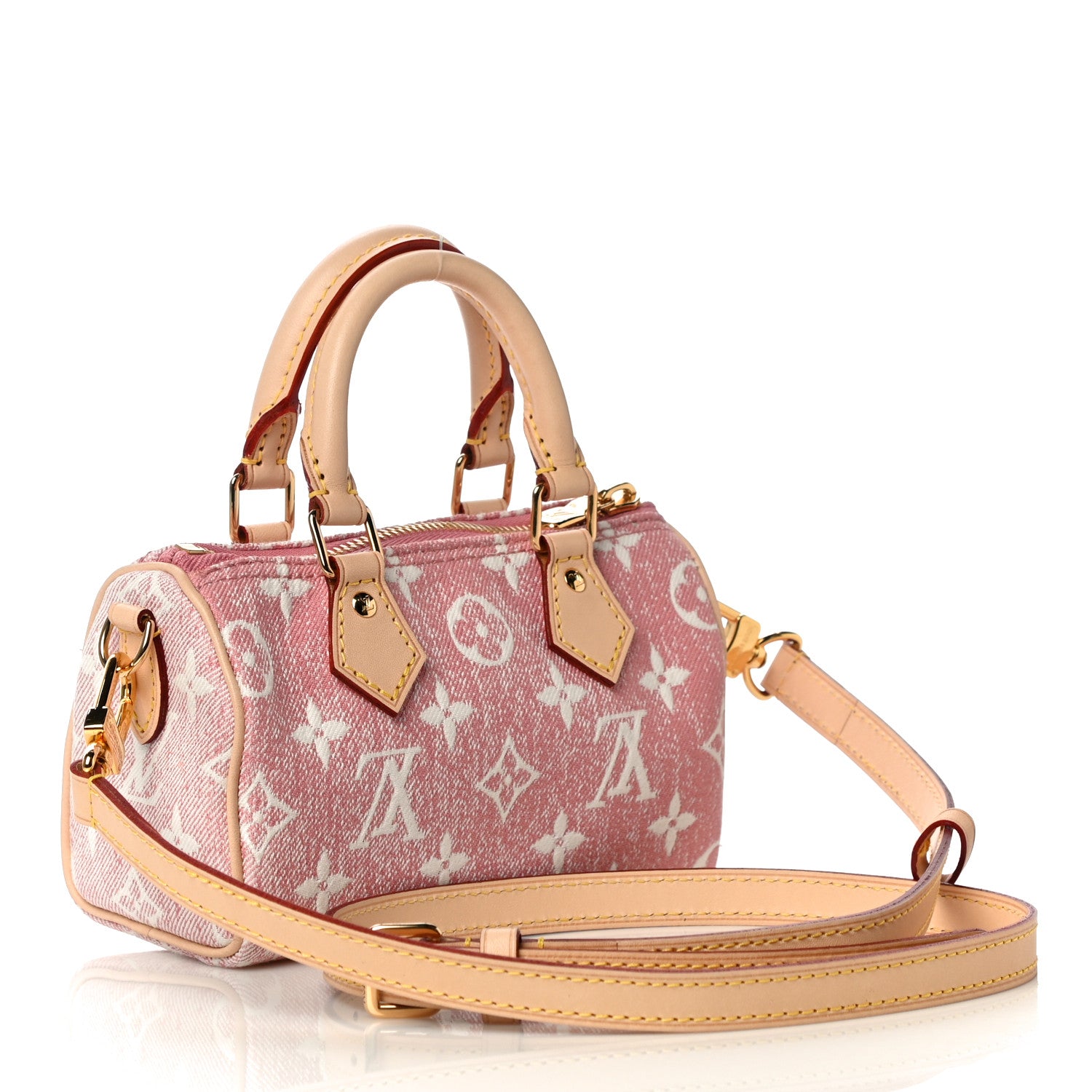 Louis Vuitton Monogram Jacquard Denim Nano Speedy Bandouliere Pink 3 of 10