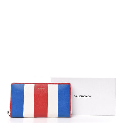 Balenciaga Agneau Arena Multicolore Bazar Continental Zip Around Wallet Bleu White Rouge 8 of 8