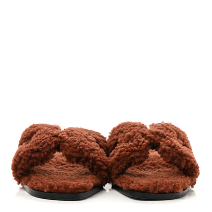 Hermes Woolskin Oran Sandals 38 Cognac 3 of 12