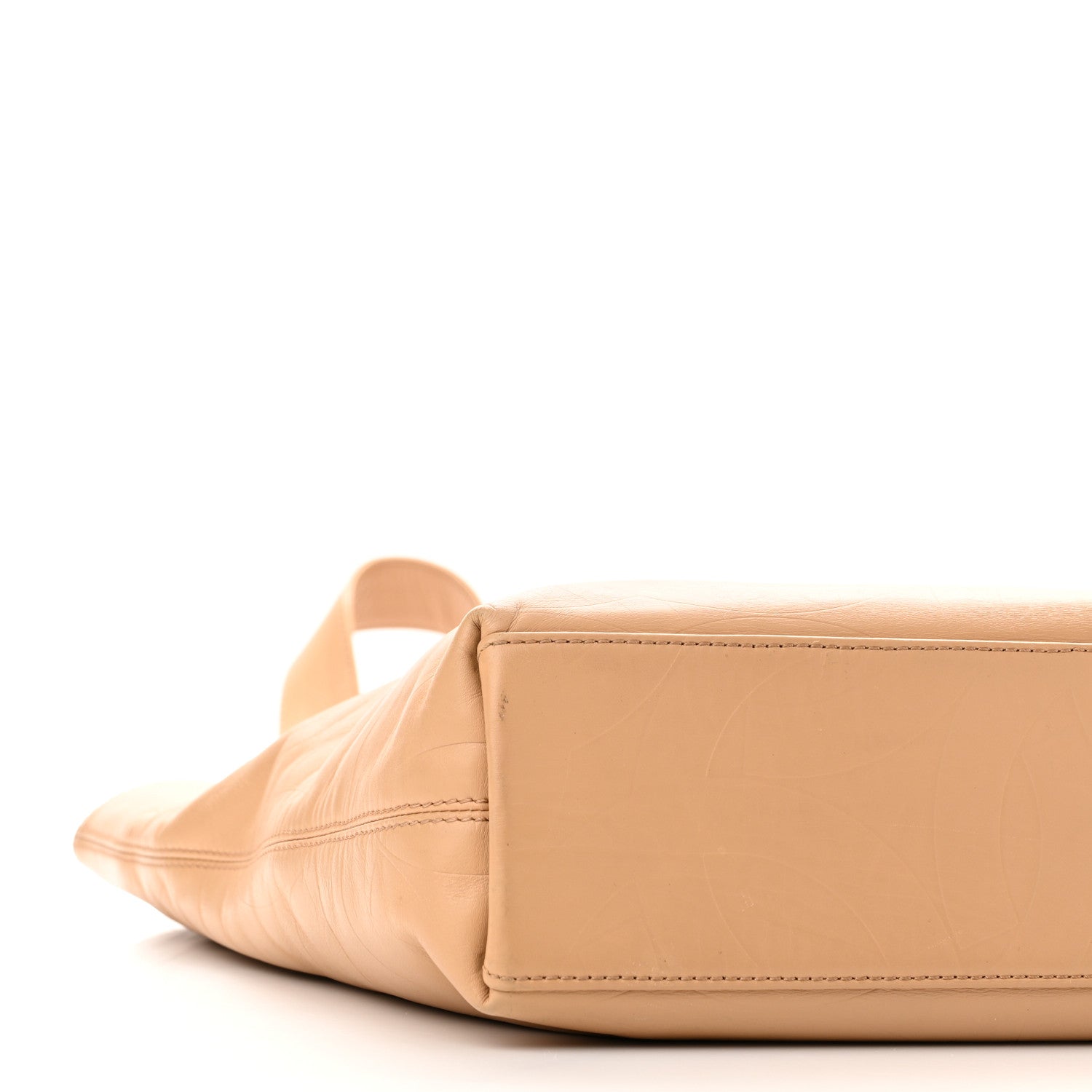 Chanel Calfskin Embossed CC Shoulder Bag Beige 9 of 11