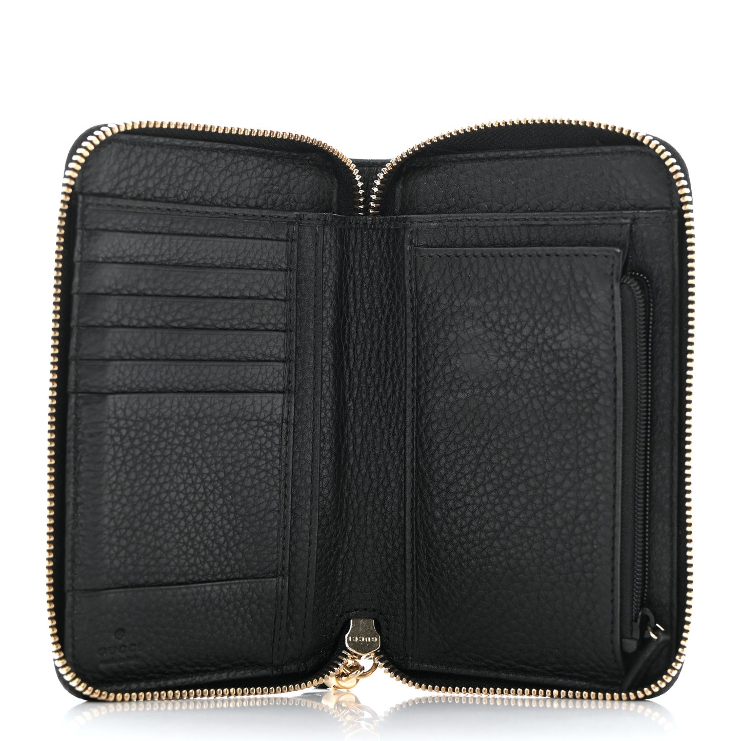 Pebbled Calfskin Medium Soho Zip Around Wallet Black