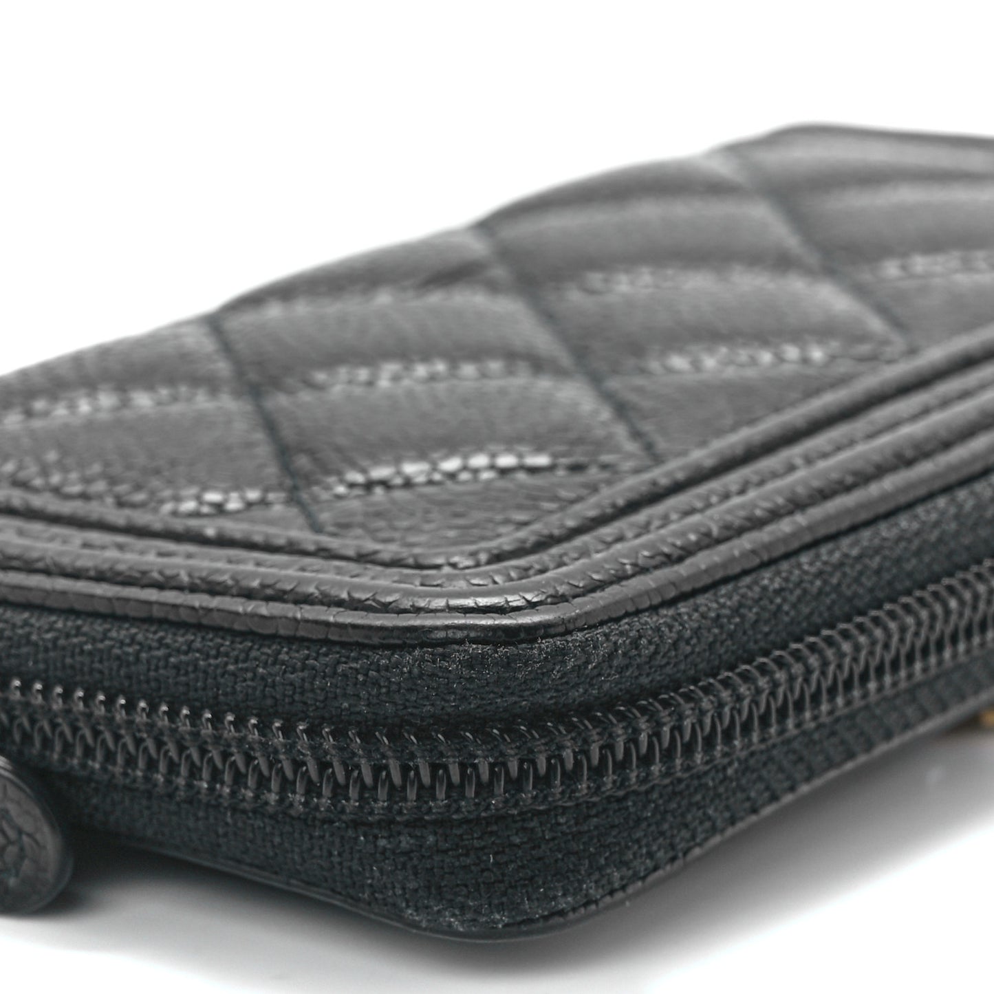 Caviar Quilted Boy Small Zip Around Wallet Black