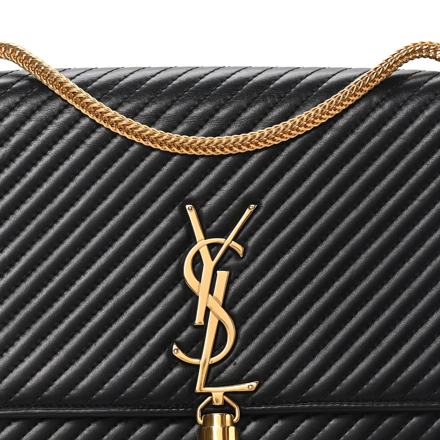 Saint Laurent Smooth Calfskin Medium Classic Monogram Kate Tassel Satchel Black 7 of 9