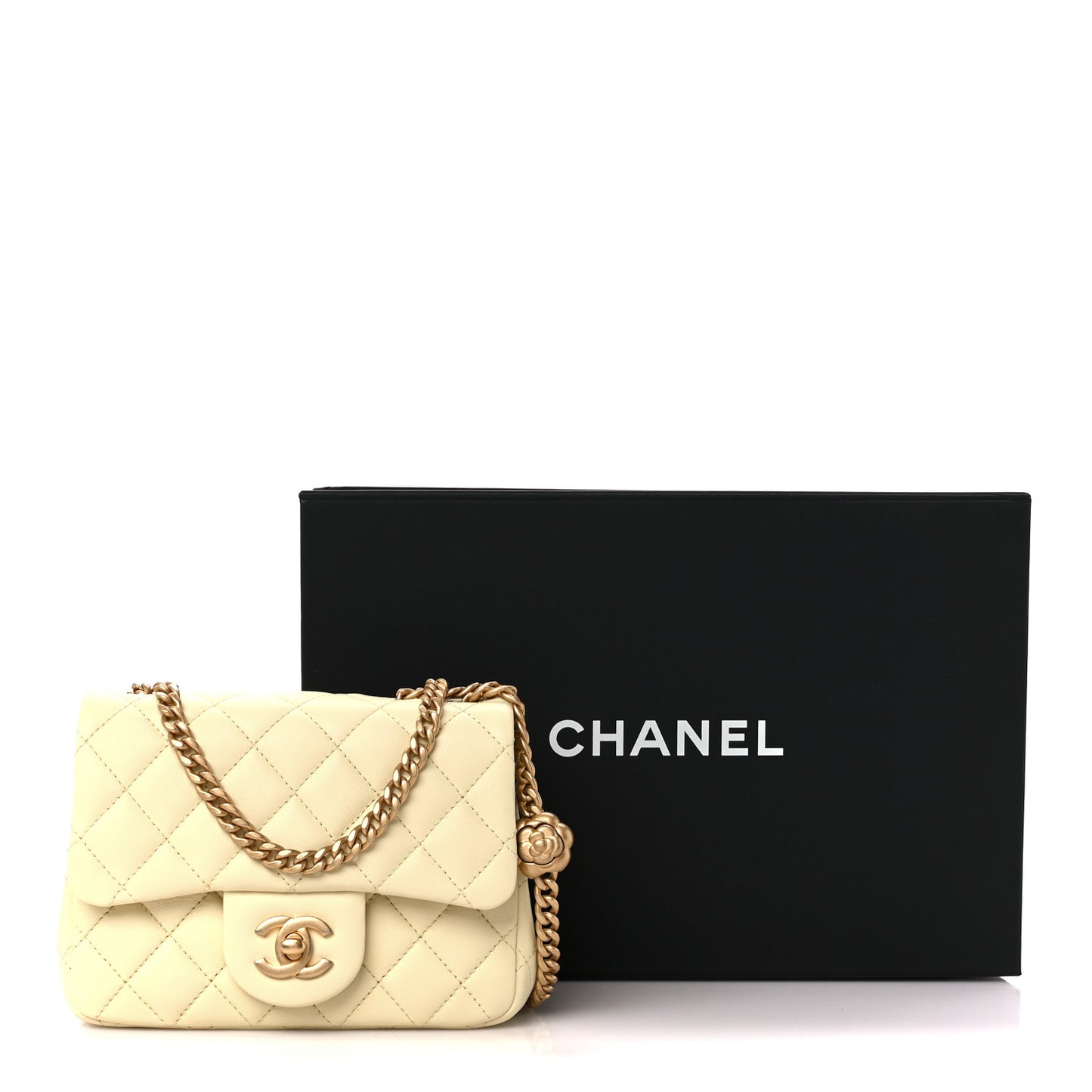 Lambskin Quilted Mini Sweet Camellia Flap Light Yellow