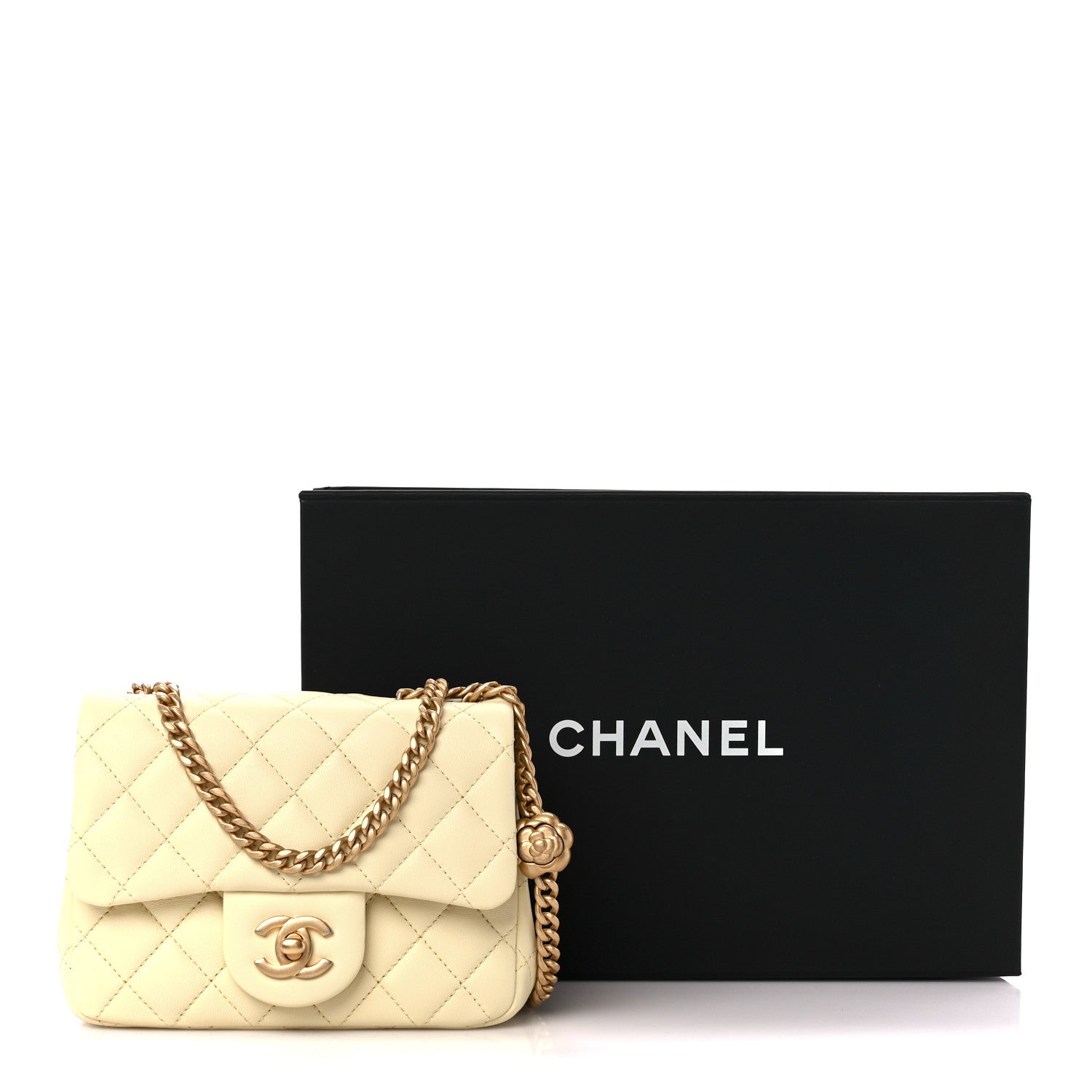 Chanel Lambskin Quilted Mini Sweet Camellia Flap Light Yellow 12 of 12